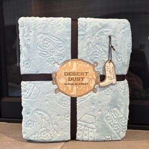 Desert Dust Western Cowgirl duck egg blanket 90 x 90, 100%,soft,plush,cozy,warm